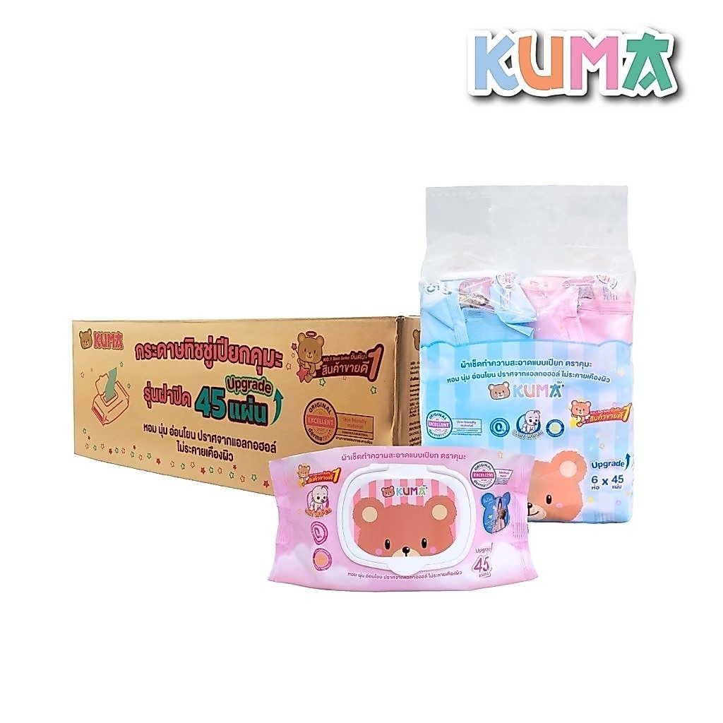 Kuma ทิชชู่เปียกคุมะ 45 แผ่น ลัง