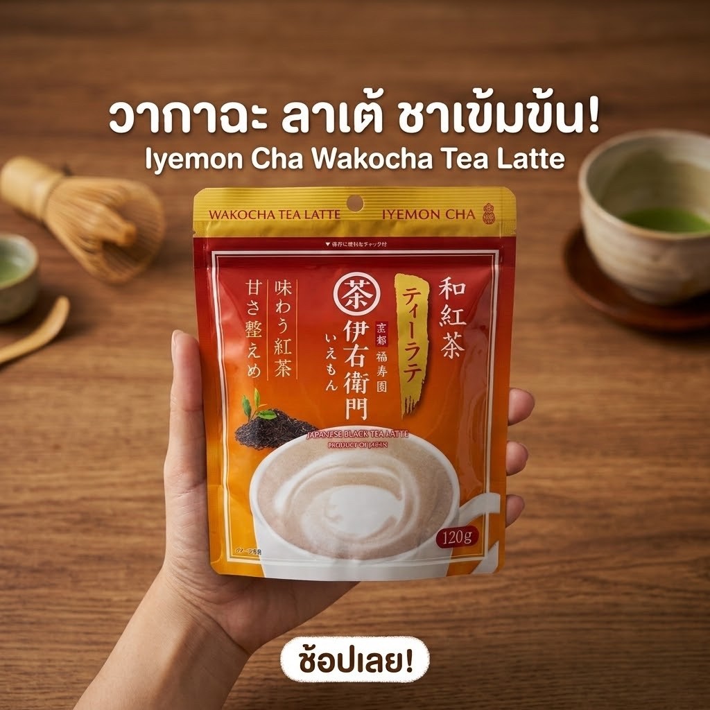 พร้อมส่งในไทย ชาดำญี่ปุ่นผสมนม พรีเมียมระดับตำนานจากเกียวโต Iyemon Cha Wakocha Tea Latte