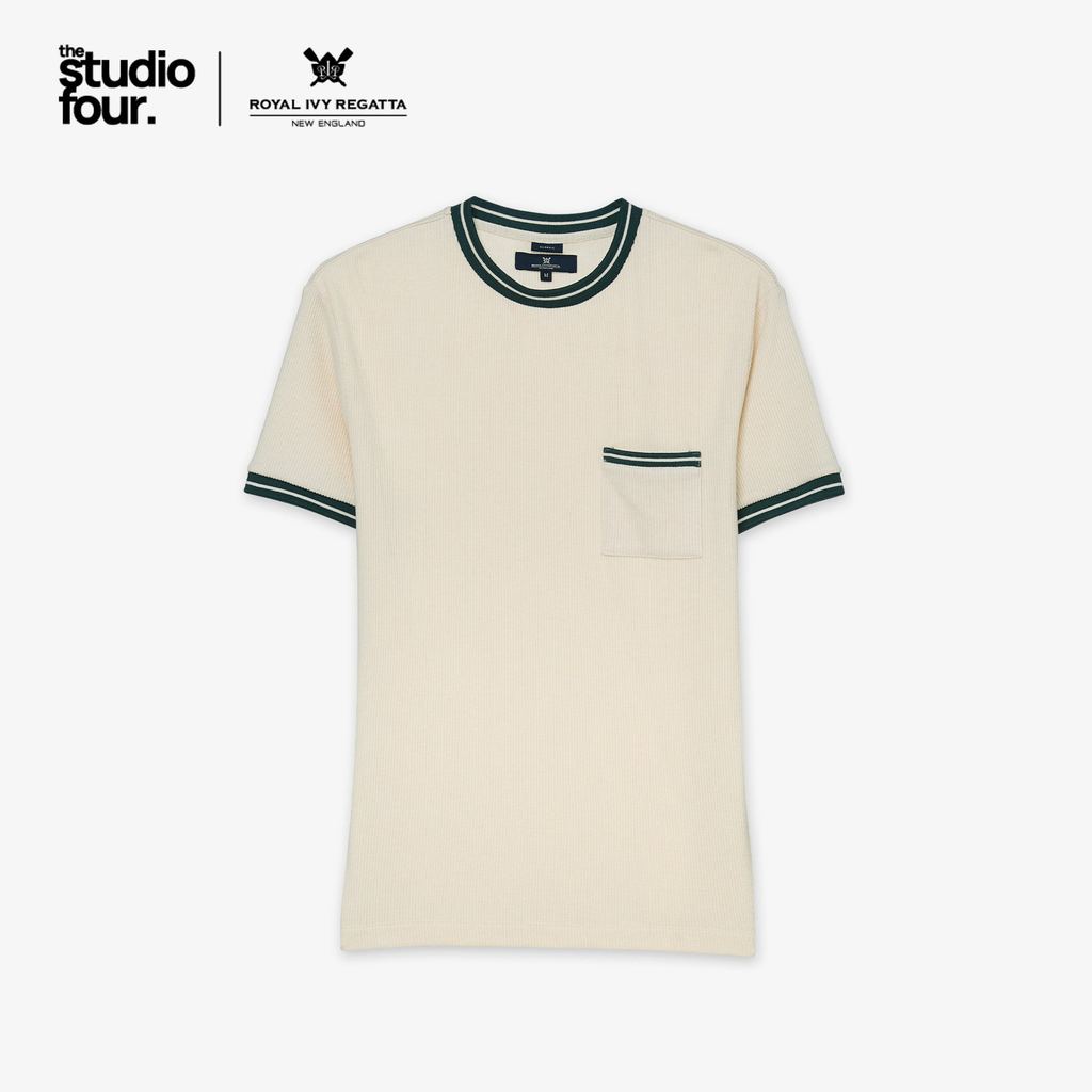 ROYAL IVY REGATTA - Contrast Trim Pocket T-Shirt Off-White เสื้อยืด (R26WGMA061)