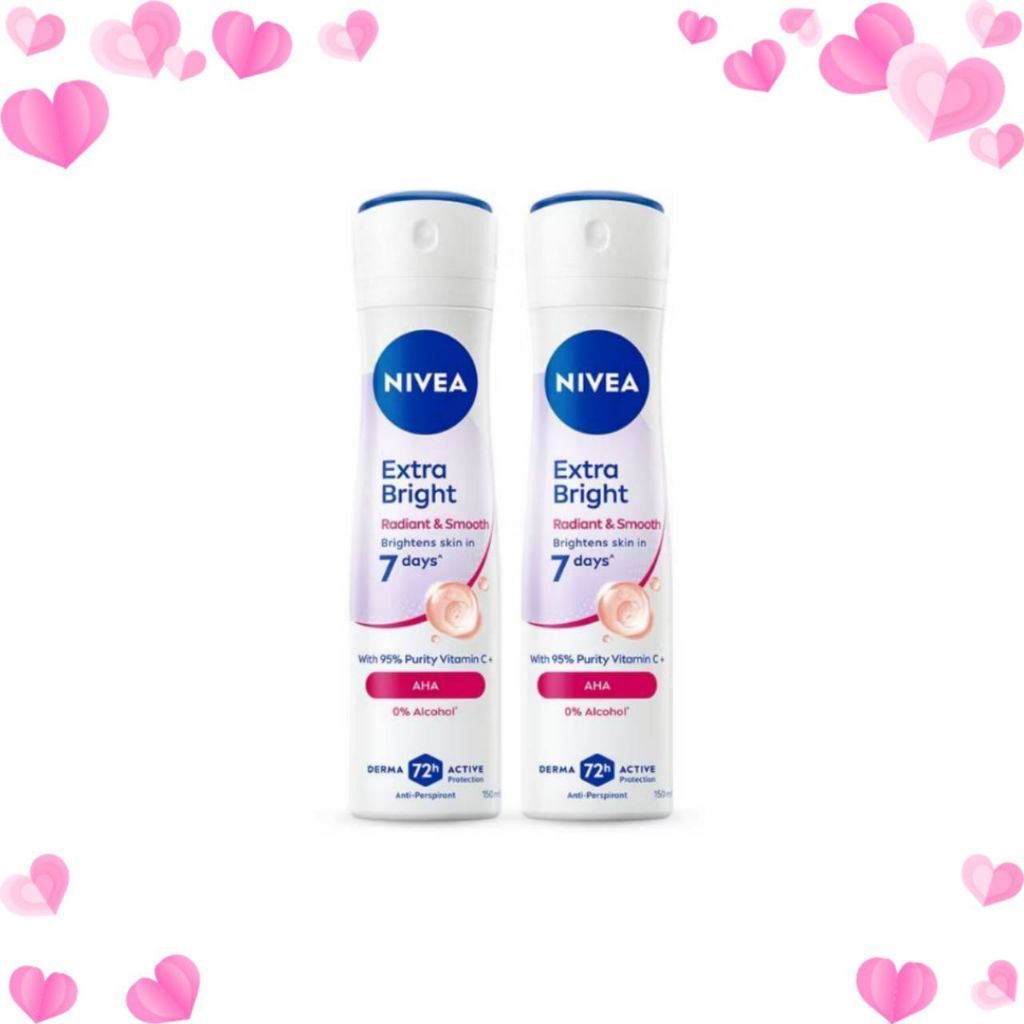 Nivea Extra Brightening 8 Superfood นีเวีย เอ็กซ์ตร้า ไบรท์เทนนิ่ง 8 สเปรย์ ระงับกลิ่นกาย สำหรับผู้หญิง 150 มล. 2 ชิ้น