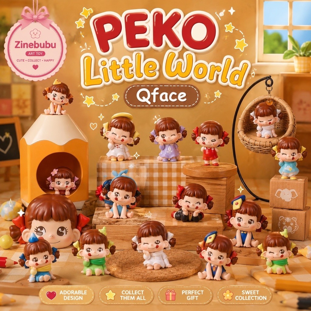 ระบุตัว เลือกตัว บีน Peko Little World Qface Blind Box (ครบ3ชิ้นได้กล่อง)
