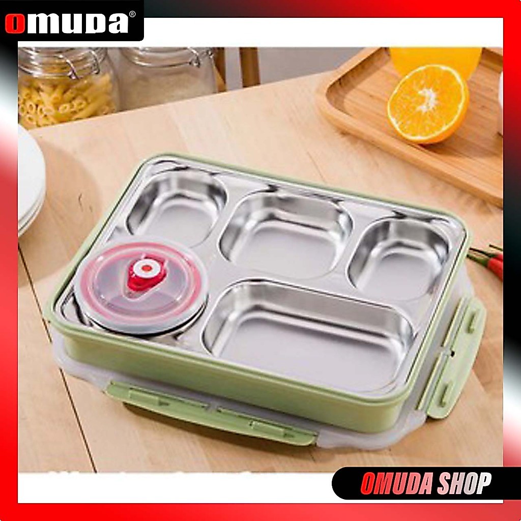 OMUDA_SHOP กล่องข้าว กล่องอาหาร กล่องข้าวแบบ 3、4、5 ช่อง มาพร้อมกระปุกใส่ซุป กล่องข้าวสแตนเลส