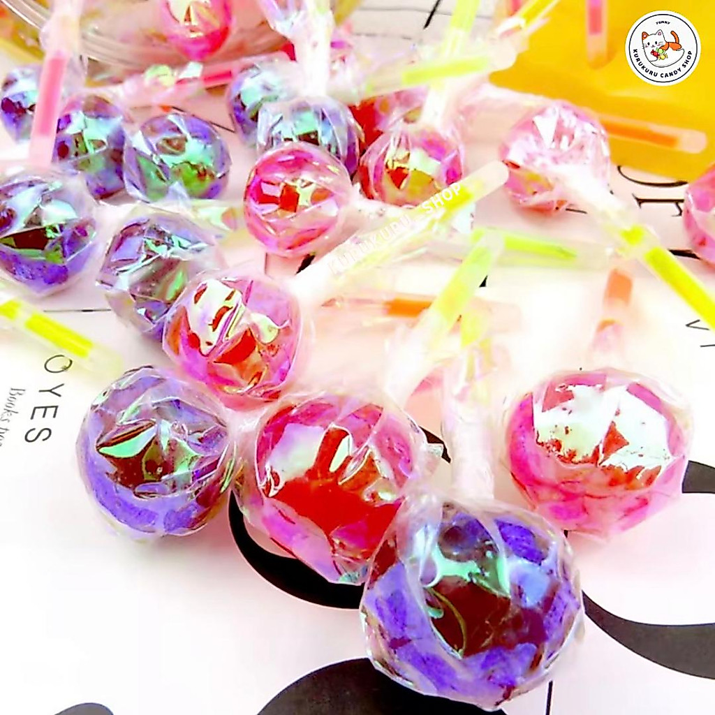 อมยิ้มก้านเรืองแสง รสผลไม้ กระดาษแก้ว(1ชื้น/11g.) lollipop อมยิ้มรสผลไม้ 20-40ชิ้น อมยิ้มแพ็คเกจใหม่