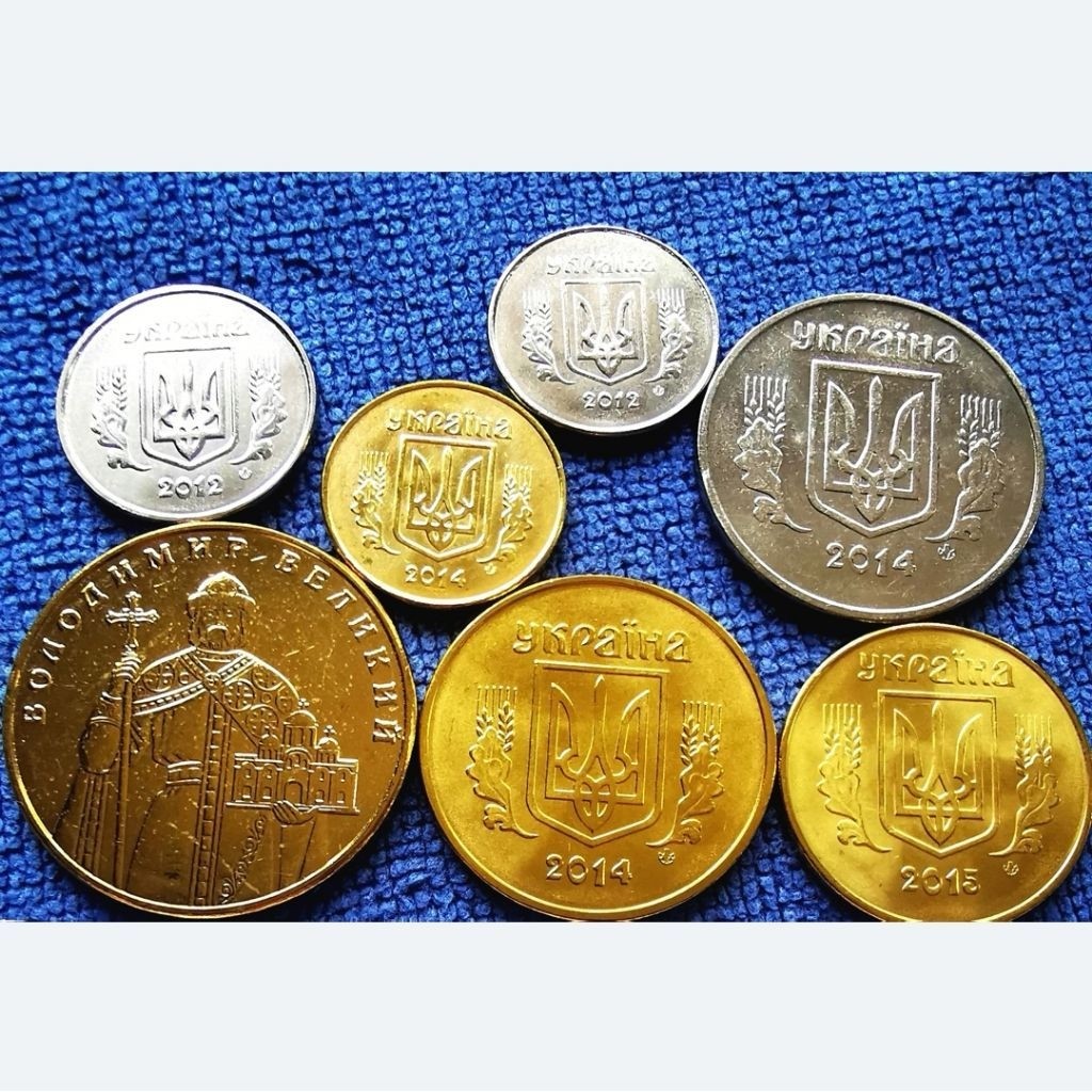 เหรียญ​ยูเครน​ Ukraine, ชุด​เต็ม​ 7 เหรียญ, #​641T, ไม่​ผ่าน​ใช้​ UNC