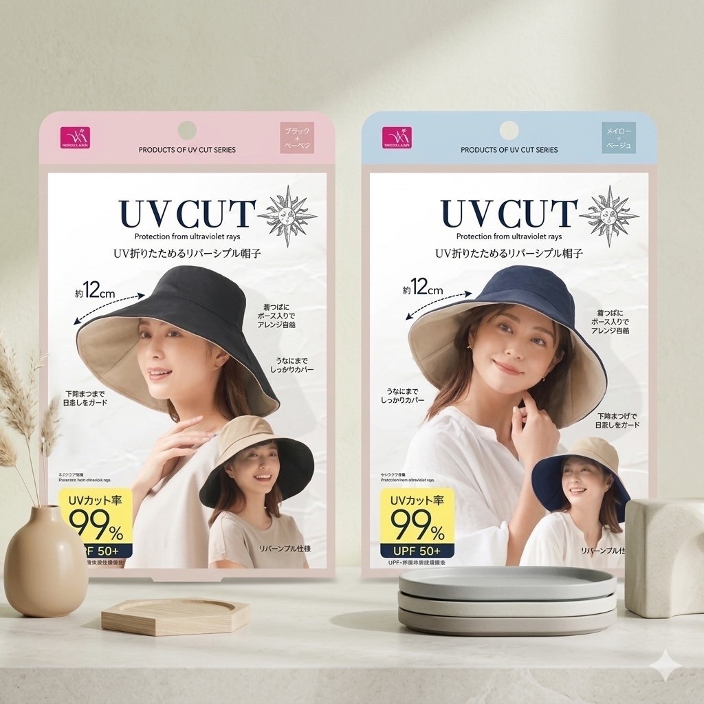 ของแท้จากญี่ปุ่น หมวกกันแดด UV CUT UPF50+ วัสดุดี ระบายความร้อน ปีกกว้าง
