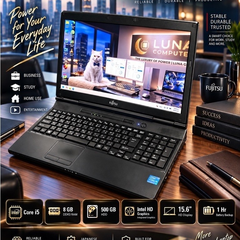 แล็ปท็อปสวยงาม✔️Fujitsu  Lifebook 582/F✔️Core i5✔️15:6 HD Screen✔️RAM 8GB✔️ สภาพ 90%✔️ใช้งานออนไลน์ 