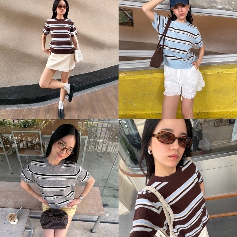 taryn - casa knit top เสื้อไหมพรมลายทาง