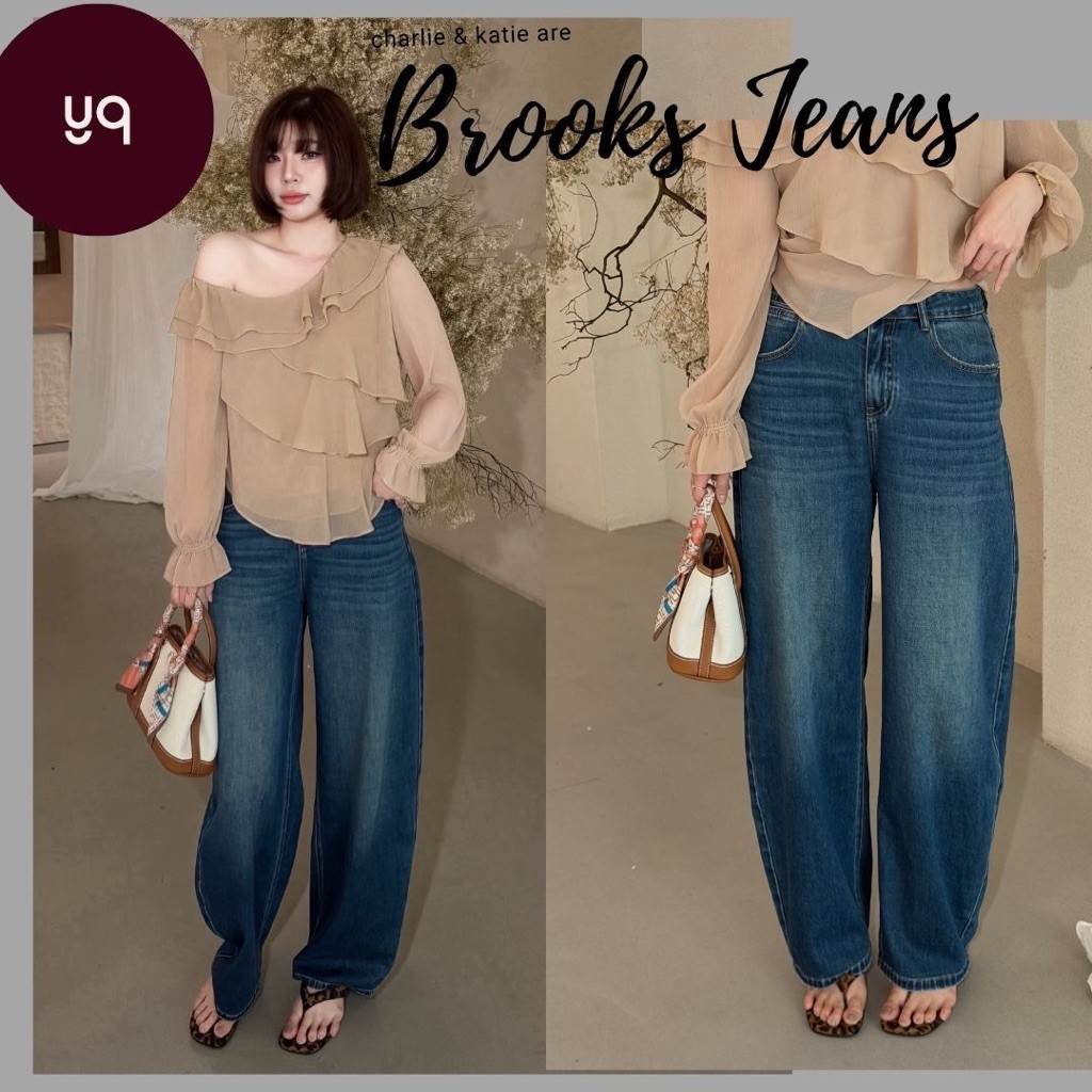 A712 YQ Brooke Jeans กก.ยีนส์ทรงbarrel ฟอกเฟดช่วงสะโพกผ้านิ่ม ป้ายYQ ลองนะคะชอบแน่นอน