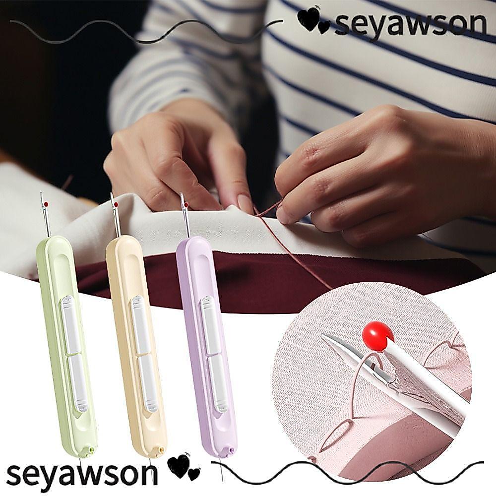 SEYAWSON Threading Needle Threader, เย็บปักถักร้อย Double Head Hand เย็บเครื่องมือพิเศษ, เย็บปักถักร้อยมัลติฟังก์ชั่น Cross 2in1 หยิบด้าย Remover สําหรับผู้สูงอายุ