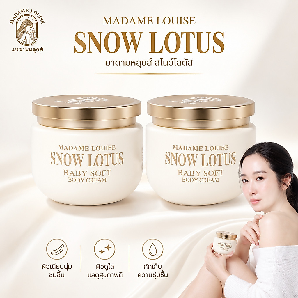 Madame Louise Snow Lotus Baby Soft Body Cream (2กระปุก) บอดี้ครีม ครีมทาผิว ผิวชุ่มชื้น ผิวแห้ง ผิวแพ้ง่าย