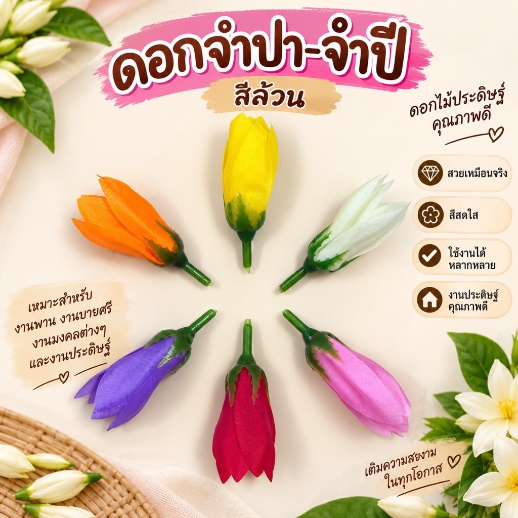 ดอกจำปา ดอกจำปี (ถุงละ 50/100)ดอก