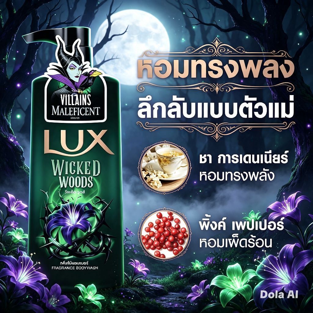 พร้อมส่ง📬🎯New Lot lux disney Wicked Woods 🪵 Burning rose🌹 Enchanted 🍎ลักส์ ครีมอาบน้ำ ขวดปั๊ม400, 45