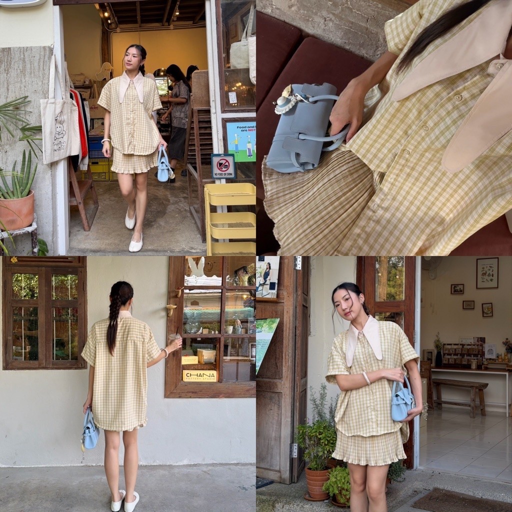 Sawat bt "Rabbit scott set" เซตอัดพลีทcottonผสมตัวเสื้อoversize
