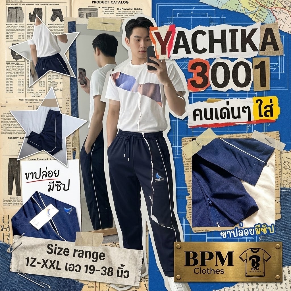 กางเกงวอร์มขายาว YACHIKA รุ่น 3001 สีกรม ขากว้าง กุ้นเดียว ใส่สบาย สำหรับนักเรียนและออกกำลังกาย