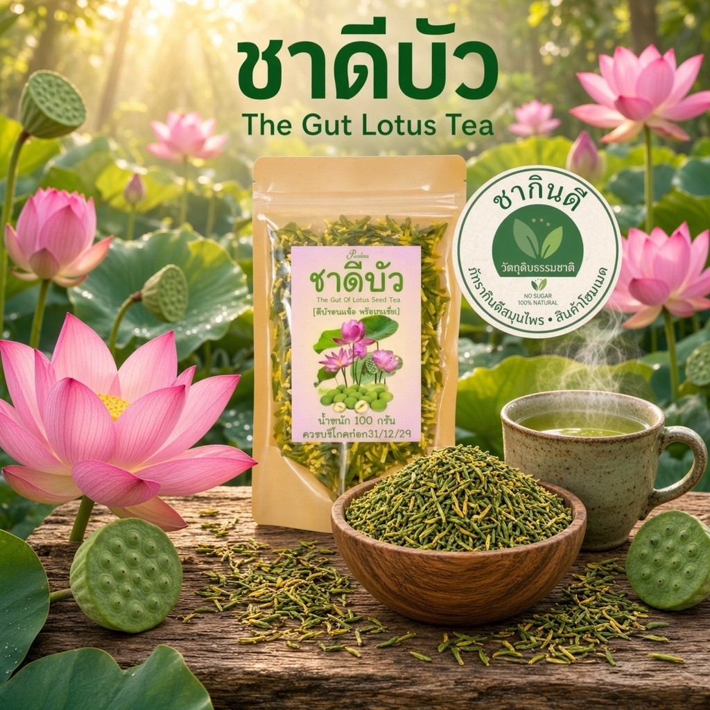 ชาดีบัว บรรจุ 100 กรัม ดีบัวเกรดA อบแห้งพร้อมดื่ม