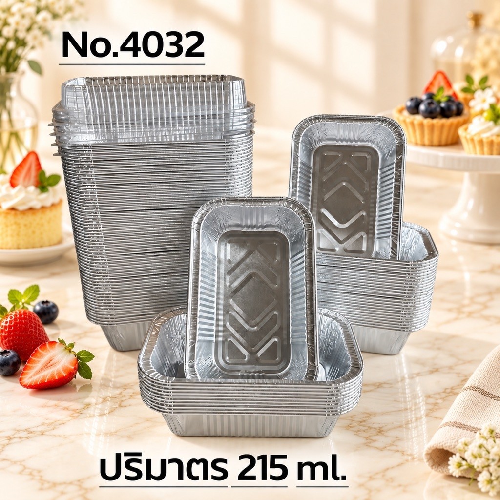 ถ้วยฟอยล์ 4032 ( ถ้วย + ฝาปิด) ** 500 ชุด**