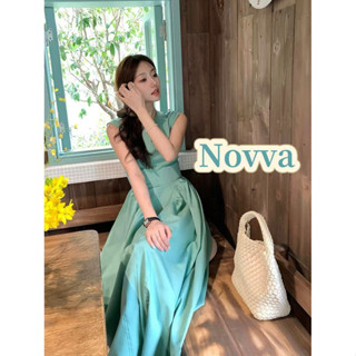 ส่งไวจากไทย🍒เดรสออกงาน เดรสคอกลม เดรสแขนกุด สีพื้น เดรสแฟชั่…