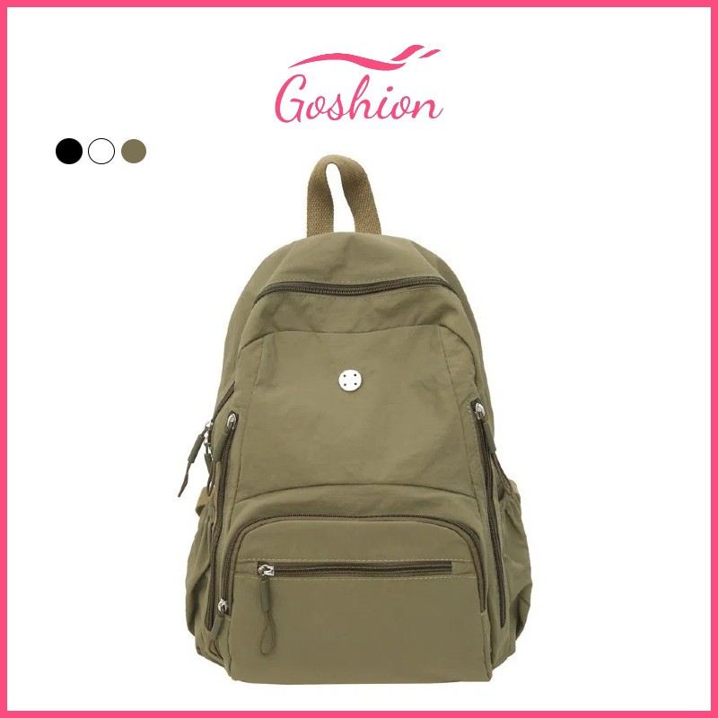 Goshion กระเป๋านักเรียน สไตล์เกาหลี ผ้าไนล่อน กันน้ํา กระเป๋าเป้สะพายหลัง นักเรียนเข้าชั้นเรียน