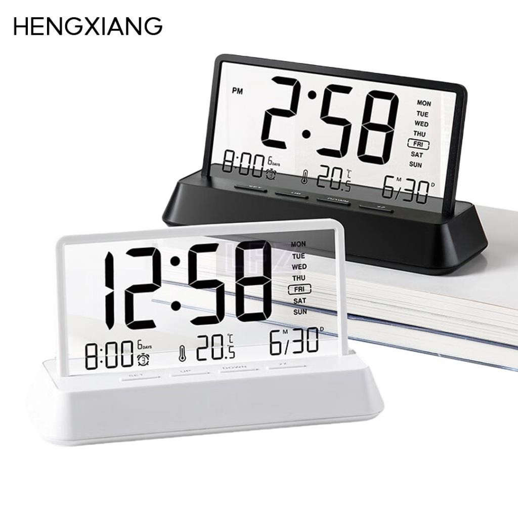 HENGXIANG นาฬิกาอเนกประสงค์พร้อมเวลา+เวลา+จอแสดงผลอุณหภูมิ + Week + 12/24H Toggle Triple Alarms