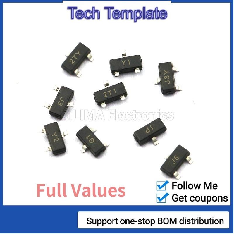 ทรานซิสเตอร์ SMD S8050 S8550 2N4401 J3Y 2TY SOT-23 NPN PNP 50 ชิ้น