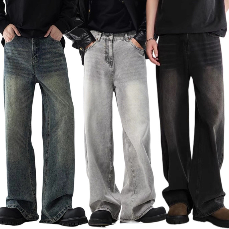 Baggy Jeans กางเกงยีนส์ขากว้างชาย ทรงกระบอกขนาดใหญ่