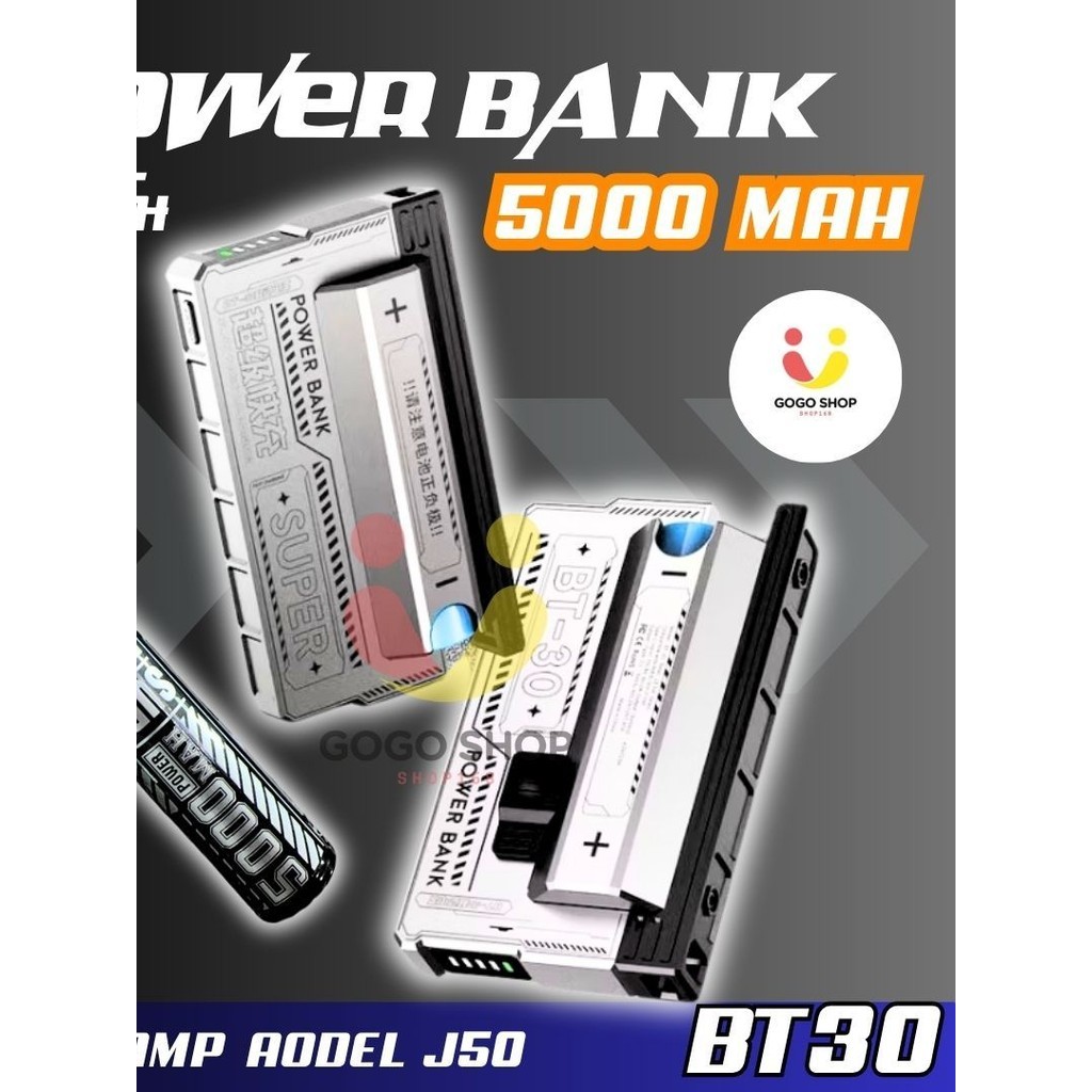 พาวเวอร์แบงค์ PowerBank BT30 20w 20000HAM ใส่ถ่านแถมถ่านฟรี 1 ก้อน 5000 แอมป์ แบตสำรอง ชาร์จเร็ว รอง