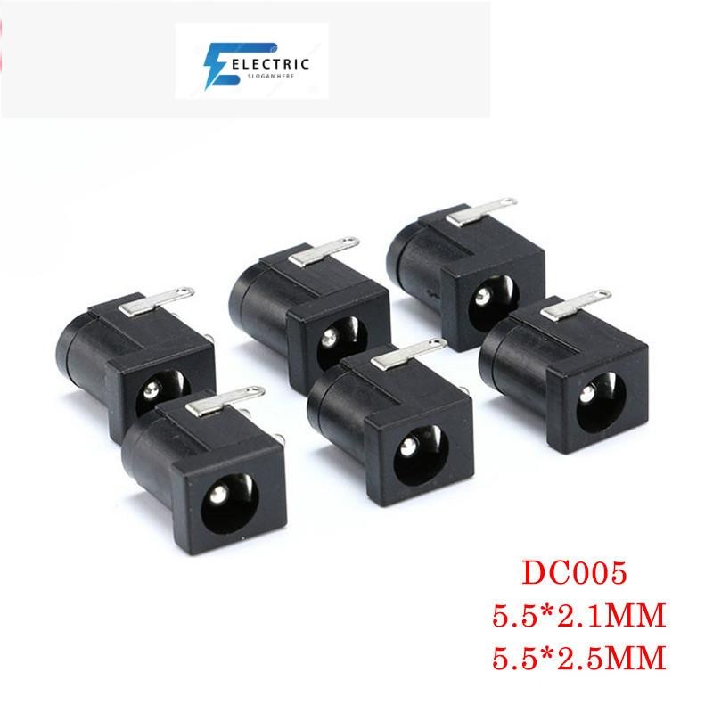 10 ชิ้น/ล็อต DC-005 สีดํา DC Power Jack socket Connector DC005 5.5*2.1 มม. 5.5*2.5 2.1 ซ็อกเก็ตรอบเข