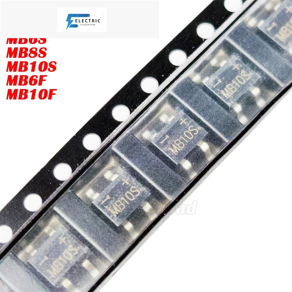 100PCS Bridge Rectifier MB6S MB8S MB10S MB6F MB10F Ultrathin Type SOP-4