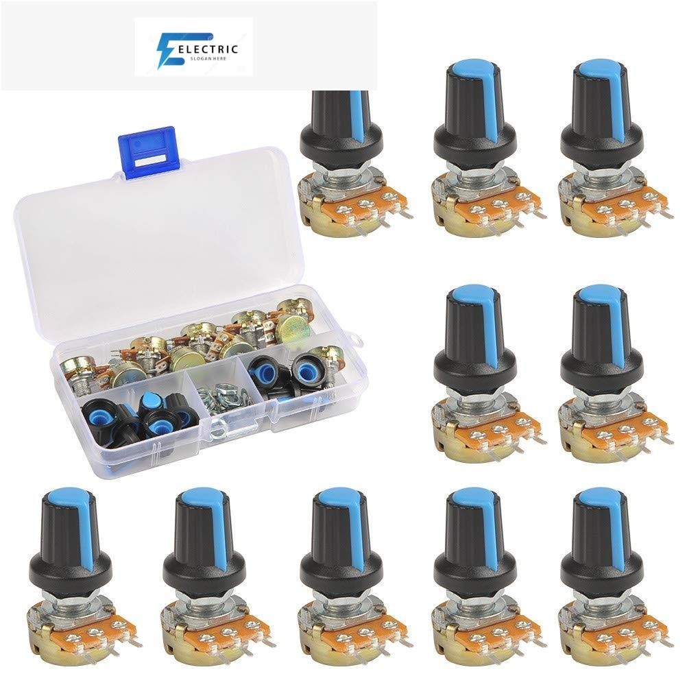 10pcs WH148 Potentiometer 10 ค่า + ปุ่ม,15 มม.3pin Potentiometer ชุด B1K B2K B5K B10K B20K B50K B100