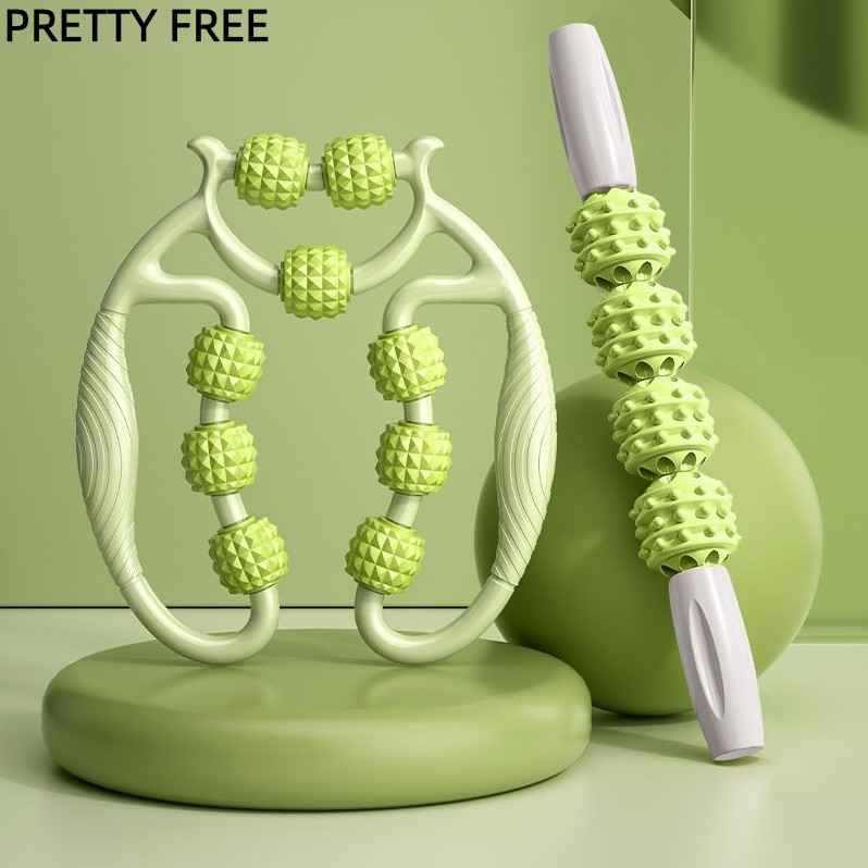 PRETTY FREE ลูกกลิ้งนวดขา โยคะ 9 ล้อ 360 องศา กระชับเรียวขา ผ่อนคลายร่างกาย แกนนวดปรับได้กว้าง