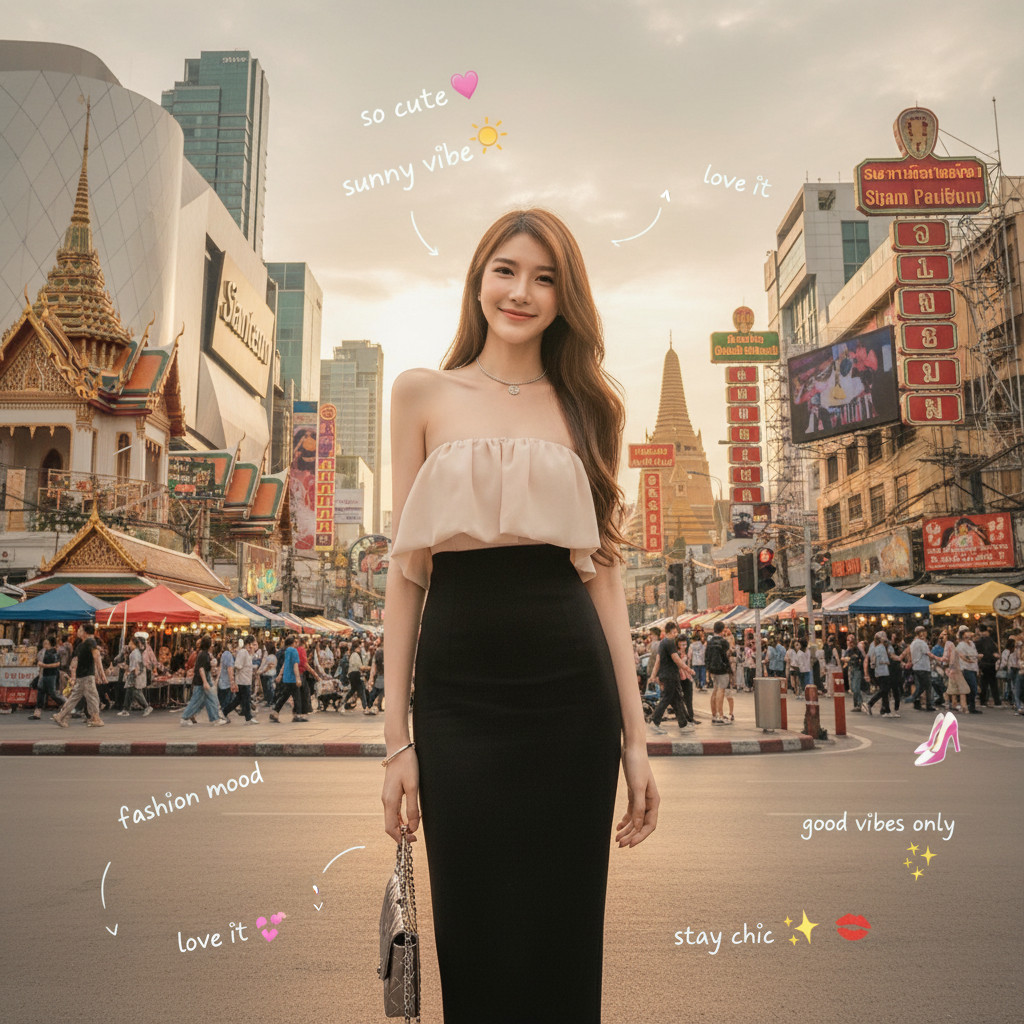 ꕥCatalog Fashionꕥ ชุดเดรสยาวแฟชั่นเกาะอก หน้าอกสม็อคยางยืดแต่งจีบระบาย 2 สี