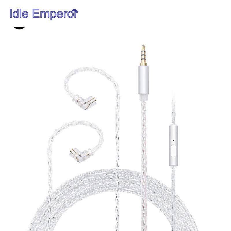 Jcally JC08S 5N 8 Core Silver Plated HIFI อัพเกรดสาย MIC 3.5 มม.ปลั๊ก/2Pin 0.78 สําหรับ KZ TFZ CCA C