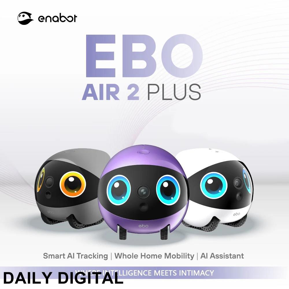 Enabot EBO Air2 plus เป็นกล้องมือถือเต็มบ้าน กล้องไร้สาย และหุ่นยนต์ตรวจสอบสัตว์เลี้ยงเดินอัจฉริยะสํ