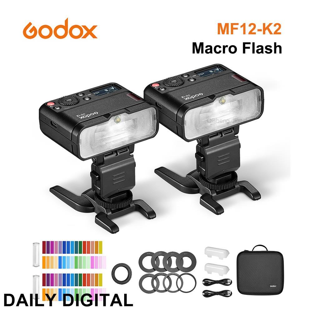 Godox MF12-K2 แฟลชมาโครไร้สาย 2.4GHz TTL มิเตอร์อัตโนมัติ สําหรับกล้อง DSLR