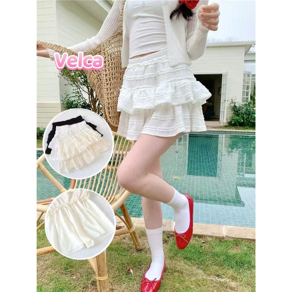 ส่งจากไทยทุกวัน กระโปรงบัลเล่ต์ แต่งระบาย มีซับในกางเกง สไตล์ใหม่ ดีไซน์จับจีบ🎀Velca