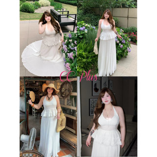 CiCi Plus+(3395)Set2ชิ้นเสื้อคล้องคอปักลายฉลุลูกไม้มีซิปข้าง…