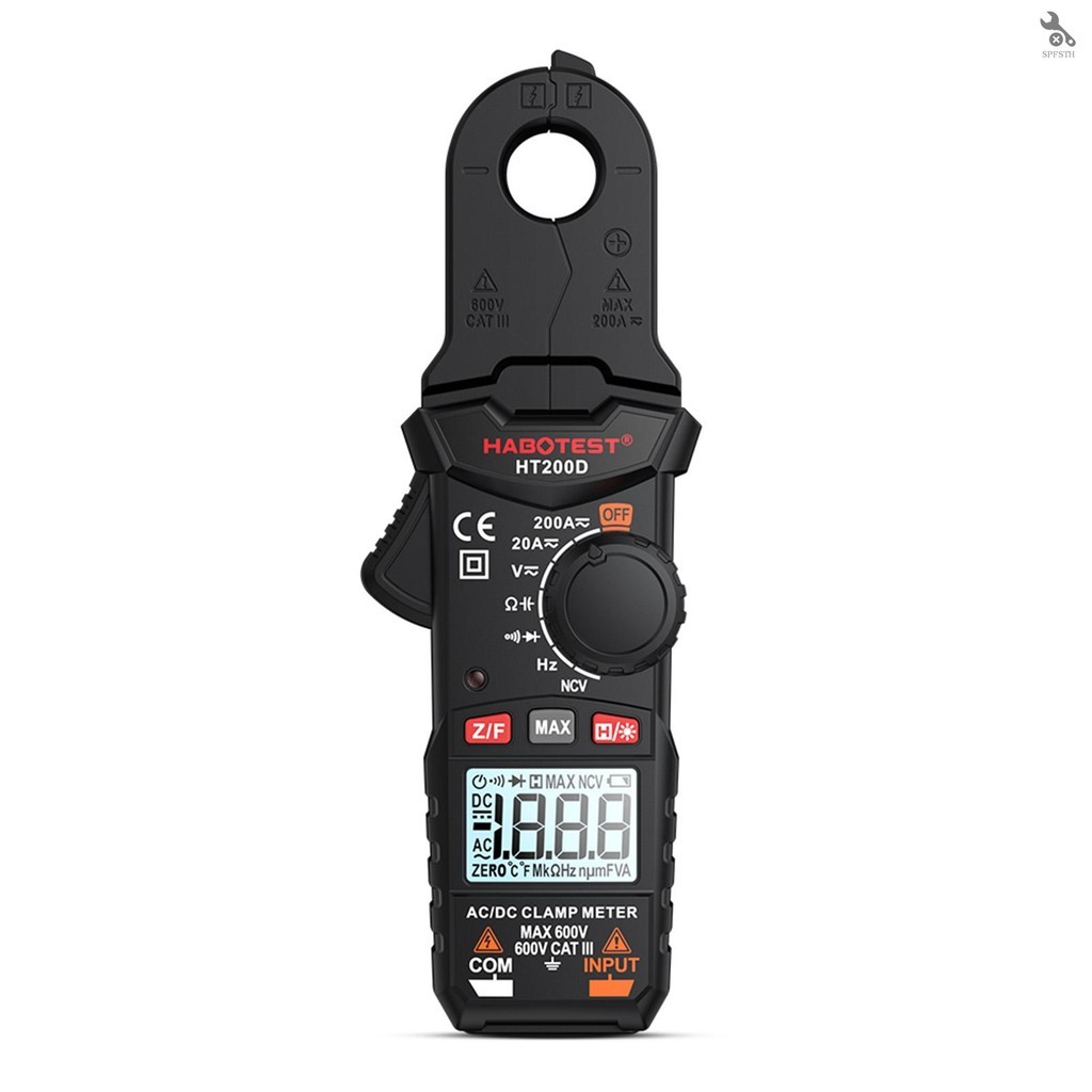 Habotest HT200D Digital Clamp Meter 2000 นับ True RMS NCV 600V แรงดันไฟฟ้า 200A DC/AC Current Digita