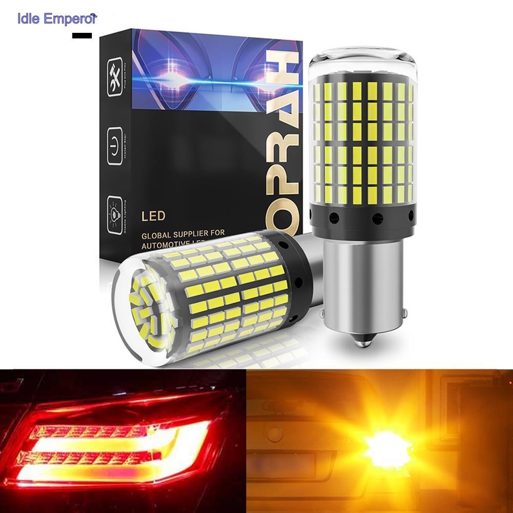 หลอดไฟเลี้ยว ไฟตัดหมอก LED 1156 BA15S BAU15S 1157 7440 7443 3014 144SMD สําหรับรถยนต์ 2 ชิ้น