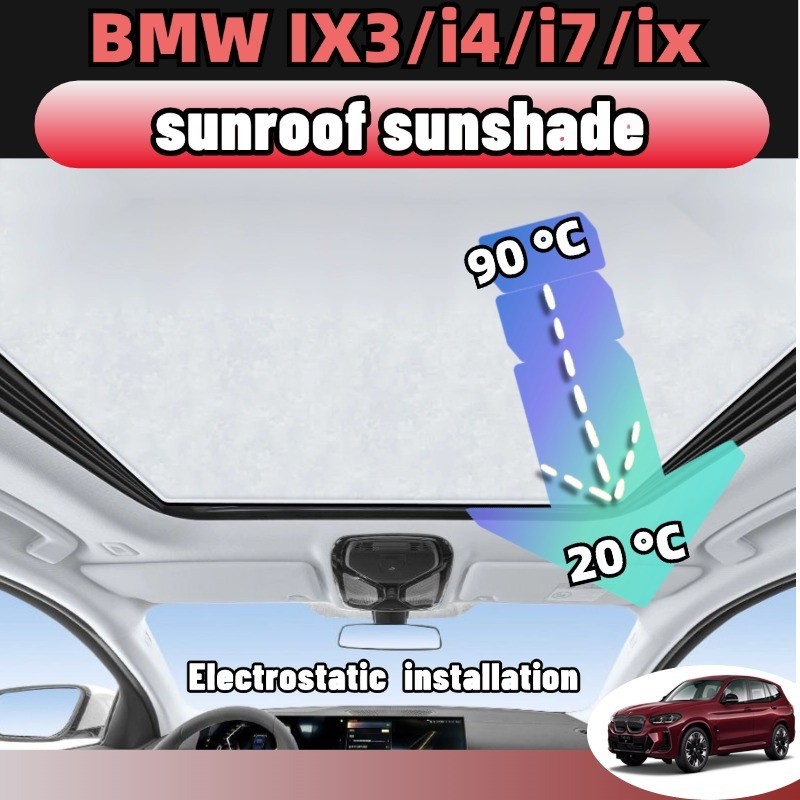 Bmw ix3/i4/i7/ix 2024 บังแดด ม่านบังแดด uv ฉนวนกันความร้อน การติดตั้งไฟฟ้าสถิต ดำและขาว sunroof suns