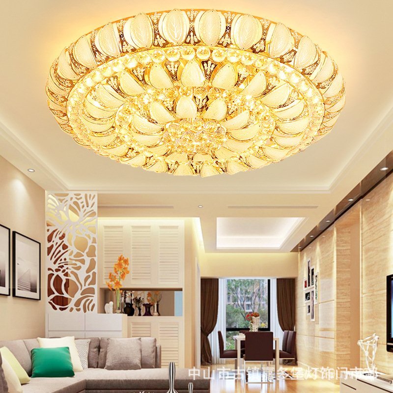 Round Ceiling Light Crystal Living Room Light Bedroom Whole House Lighting Set Modern Simple Cornuco