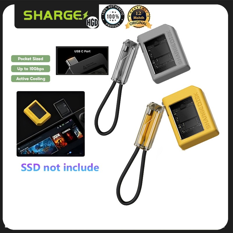 Sharge Disk M.2 NVMe SSD Enclosure ระบบทําความเย็นที่ใช้งาน 10Gbps USB C 3.2 Gen2 Enclosure NVMe Rea