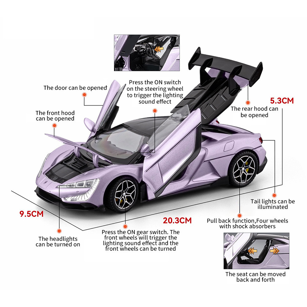 1:24 BYD U9 Xtreme รถโมเดลรถโลหะผสมรถของเล่นคอลเลกชันของขวัญสําหรับเด็กเด็กผู้หญิง