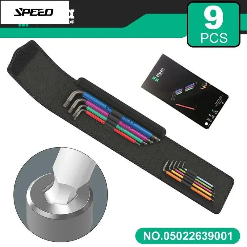 PMH-Wera 9 ชิ้น 950/9 Hex-Plus Multicolor Imperial L-key Set สําหรับสกรูซ็อกเก็ตหกเหลี่ยม Hex ประแจ 