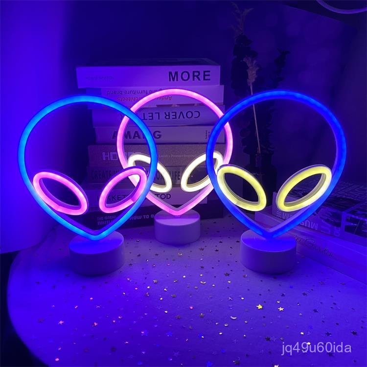 LED Decorative Light Neon Light Alien Desktop Neon Room Night Light Home Atmosphere Light Battery Po