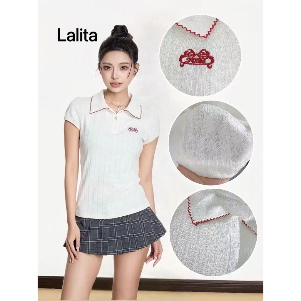 เสื้อคอปกแขนสั้น Lalita สไตล์มินิมอลเกาหลี ผ้านิ่มใส่สบายทุกวัน