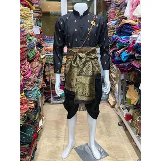 ชุดไทยผู้ชาย ชุดไทยโทนเทา-ดำ เสื้อผ้าแพรวาใส่คู่โจงไหมอิตาลี่(ราคาไม่รวมเครื่องประดับ)