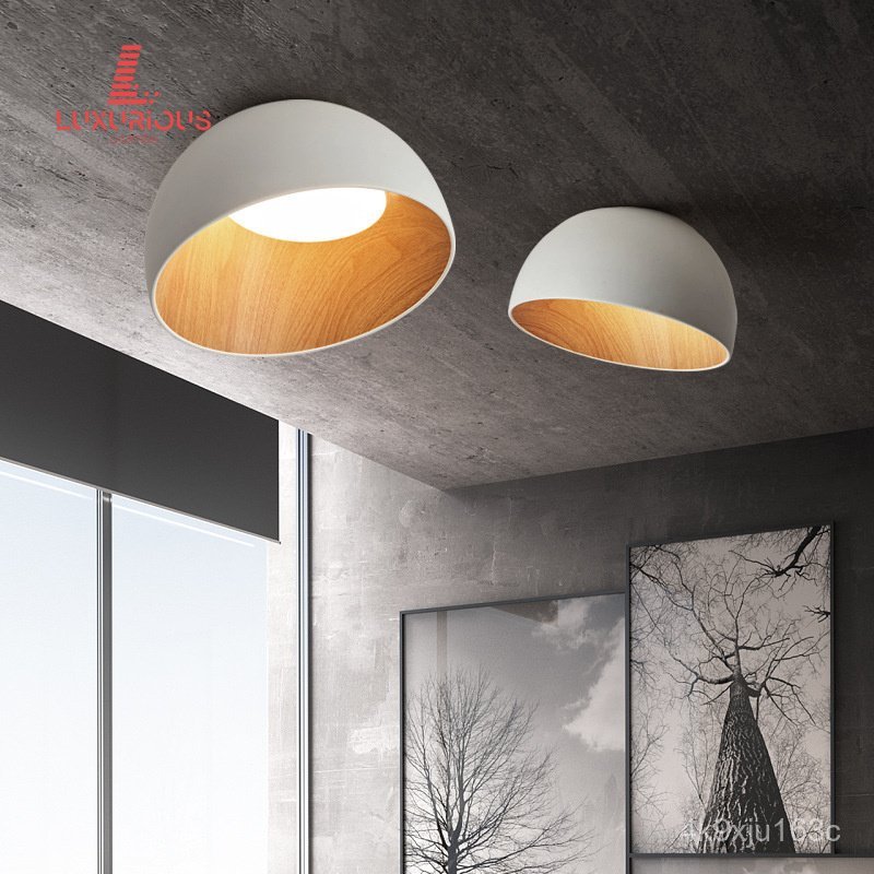 Nordic Bedroom Ceiling Light Creative Casual Personality Slanted Wood Grain Japanese Style Master Be