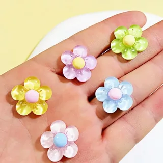 ❮10 ชิ้น❯ เรซิ่นของตกแต่งเรซิน DIY ดอกไม้ห้ากลีบโปร่งใส ดอกไม้คละสีงานฝีมือ ดอกไม้ตกแต่งชิ้นงาน