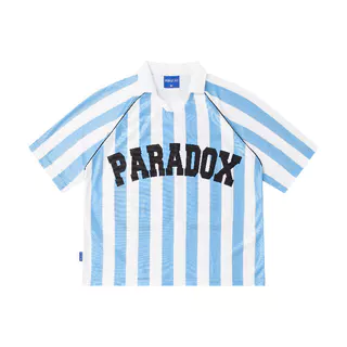 VSTU Store - Paradox® - เสื้อโปโลเจอร์ซีย์ Argentblue ลายสปอร์ต ทรงโอเวอร์ไซซ์