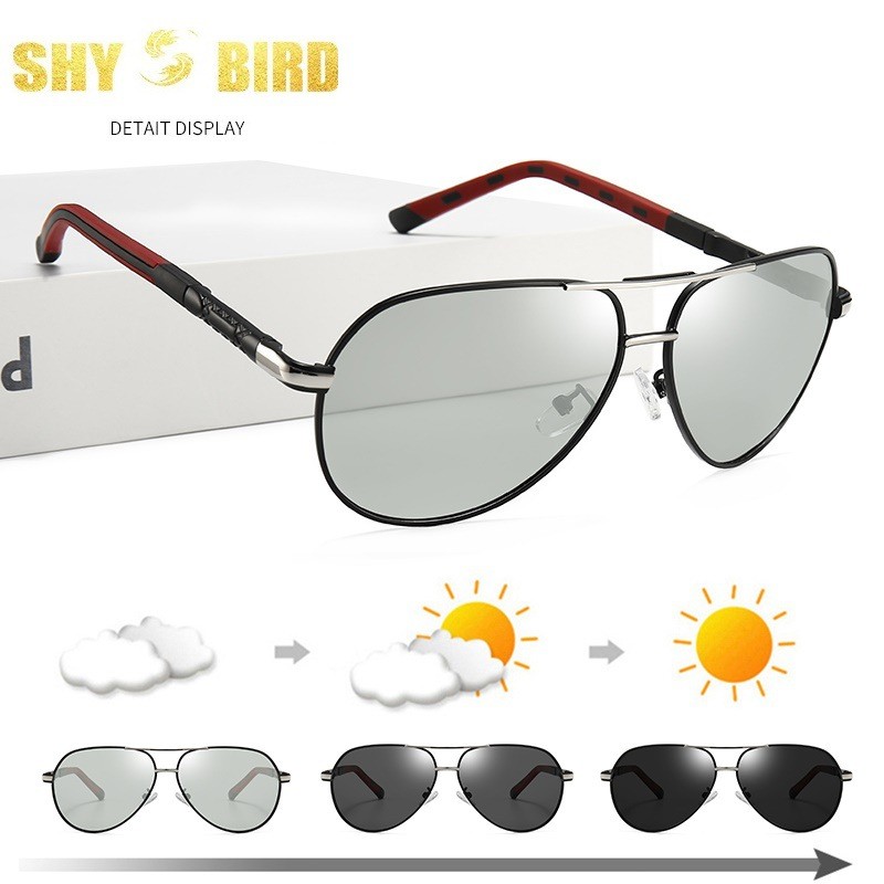 8725 New Men's Polarized Photochromic Glasses Classic Aviator Sunglasses for Driving